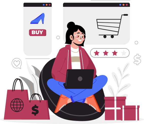 E-Commerce Website Design Hero Illustration
